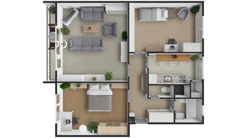 Půdorys 3D - Prodej bytu 3+1 v osobním vlastnictví 86 m², Ostrava