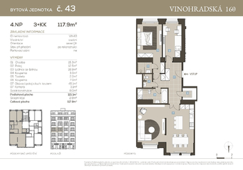 Prodej bytu 3+kk v osobním vlastnictví 118 m², Praha 3 - Vinohrady