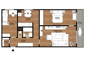 Prodej bytu 3+1 v osobním vlastnictví 82 m², Chrudim