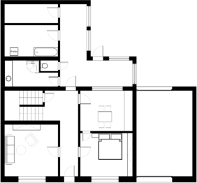 Půdorys 1. NP - Prodej domu 300 m², Lanžhot