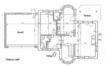 půdorys 1NP - Pronájem domu 228 m², Šestajovice