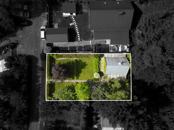 satelitní snímek s vyznačením pozemku - Prodej chaty / chalupy 54 m², Bílovice nad Svitavou