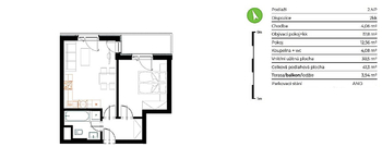 Půdorys - Pronájem bytu 2+kk v osobním vlastnictví 48 m², Brandýs nad Labem-Stará Boleslav