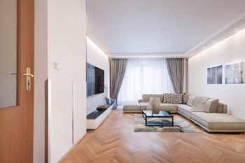 Vizualizace obývacího pokoje - Prodej bytu 2+1 v osobním vlastnictví 55 m², Praha 4 - Záběhlice 