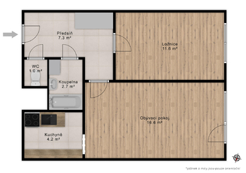 Pronájem bytu 2+kk v osobním vlastnictví 45 m², Praha 8 - Kobylisy