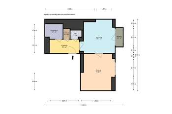 Půdorys - Pronájem bytu 1+1 v osobním vlastnictví 46 m², Praha 3 - Žižkov