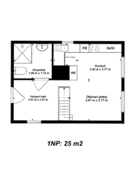 půdorys 1.NP - Prodej chaty / chalupy 62 m², Týnec nad Sázavou