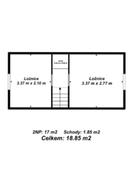 půdorys 2.NP - Prodej chaty / chalupy 62 m², Týnec nad Sázavou