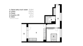 Pronájem bytu 2+kk v osobním vlastnictví 56 m², Brno