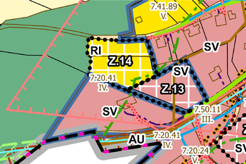 Územní plán - koordinační výkres - vřez - Prodej pozemku 2000 m², Šedivec