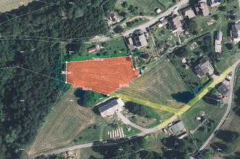 Ortofoto mapa s katastrální situací - Prodej pozemku 2000 m², Šedivec