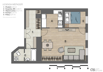 Pronájem bytu 2+kk v osobním vlastnictví 54 m², Praha 8 - Karlín