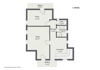 půdorys 1. patra - Prodej domu 124 m², Struhařov