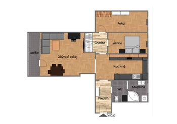 půdorys - Prodej bytu 3+1 v osobním vlastnictví 82 m², Praha 4 - Záběhlice