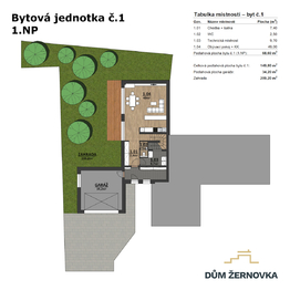 Byt č.1 / 1NP - Prodej bytu 3+kk v osobním vlastnictví 190 m², Mukařov