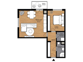 Pronájem bytu 2+kk v osobním vlastnictví 51 m², Plzeň
