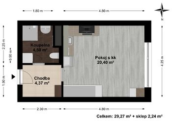 Pronájem bytu 1+kk v osobním vlastnictví 30 m², Plzeň