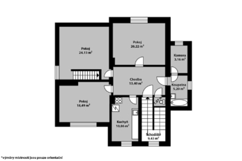 Orientační půdorys patra - Prodej domu 190 m², Kolín