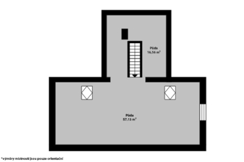 Orientační půdorys půdy - Prodej domu 190 m², Kolín