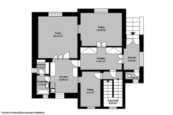 Orientační půdorys přízemí - Prodej domu 190 m², Kolín