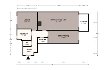 Prodej bytu 3+kk v osobním vlastnictví 74 m², Praha 9 - Hostavice