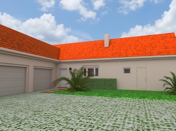 Vizualizace dvora. - Prodej domu 290 m², Zálší
