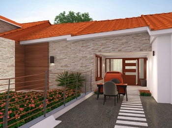Vizualizace dvora. - Prodej domu 290 m², Zálší
