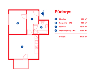 Pronájem bytu 2+kk v osobním vlastnictví 53 m², Hostivice