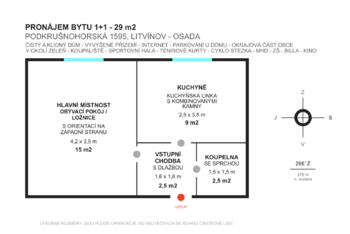 Pronájem bytu 1+1 v osobním vlastnictví 29 m², Litvínov