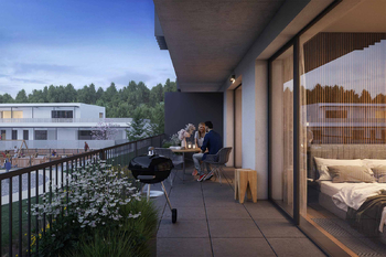 terasa - Prodej bytu 1+kk v osobním vlastnictví 38 m², Kladno