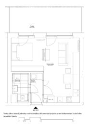 půdorys - Prodej bytu 1+kk v osobním vlastnictví 38 m², Kladno