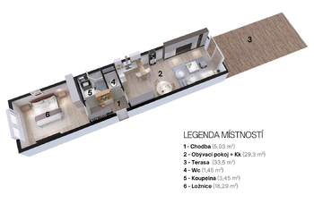 Pronájem bytu 2+kk v osobním vlastnictví 58 m², Pardubice
