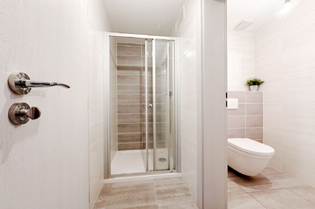 koupelna se sprchovým koutem a  samostatné WC - Pronájem obchodních prostor 66 m², Neslovice