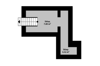 Orientační půdorys sklepa - Prodej domu 94 m², Křečhoř