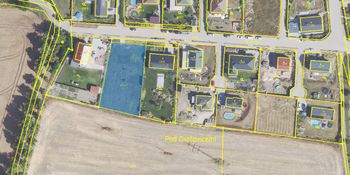 letecký pohled - Prodej pozemku 1369 m², Brandýsek