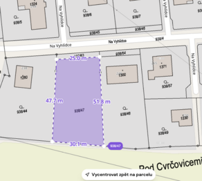 rozměry pozemku - Prodej pozemku 1369 m², Brandýsek