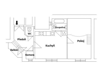 plánek bytu - Pronájem bytu 2+kk v osobním vlastnictví 53 m², Praha 3 - Žižkov