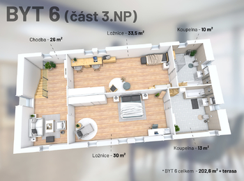 Prodej bytu 3+kk v osobním vlastnictví 202 m², Čáslav