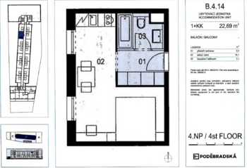 Prodej bytu 1+kk v osobním vlastnictví 23 m², Praha 9 - Vysočany
