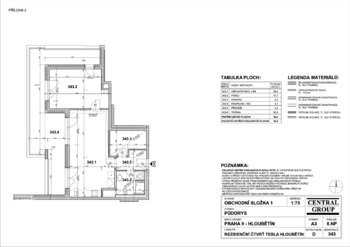 Plánek - Pronájem bytu 2+kk v osobním vlastnictví 62 m², Praha 9 - Hloubětín