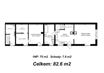 půdorys 1.NP - Prodej domu 174 m², Hrušov