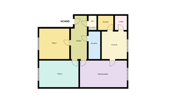 Dispozice bytu - Prodej bytu 3+1 v družstevním vlastnictví 98 m², Klobouky u Brna