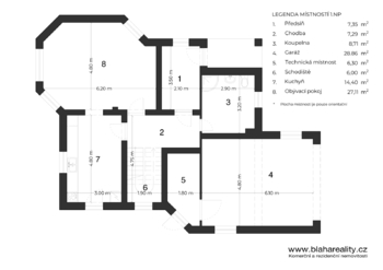 Prodej RD Mochtín -  půdorys přízemí - Prodej domu 151 m², Mochtín