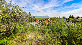 Výhled z vrchní části zahrady - Prodej pozemku 1106 m², Teplice