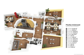 3D model - Pronájem kancelářských prostor 195 m², Praha 1 - Staré Město