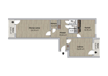 Prodej bytu 2+1 v osobním vlastnictví 74 m², Poděbrady