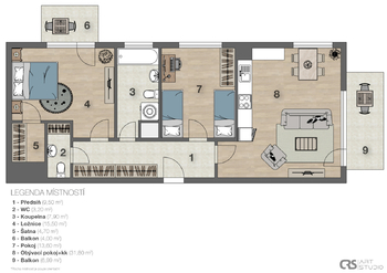 Prodej bytu 3+kk v osobním vlastnictví 86 m², Horoměřice