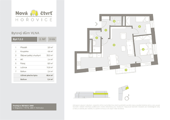 Prodej bytu 3+kk v osobním vlastnictví 68 m², Hořovice