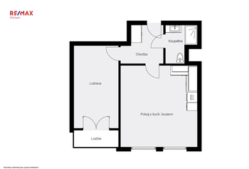 Plánek bytu - Pronájem bytu 2+kk v osobním vlastnictví 44 m², Praha 4 - Modřany