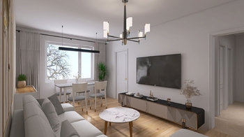 vizualizace obývacího pokoje - Pronájem bytu 3+1 v osobním vlastnictví 74 m², Semily